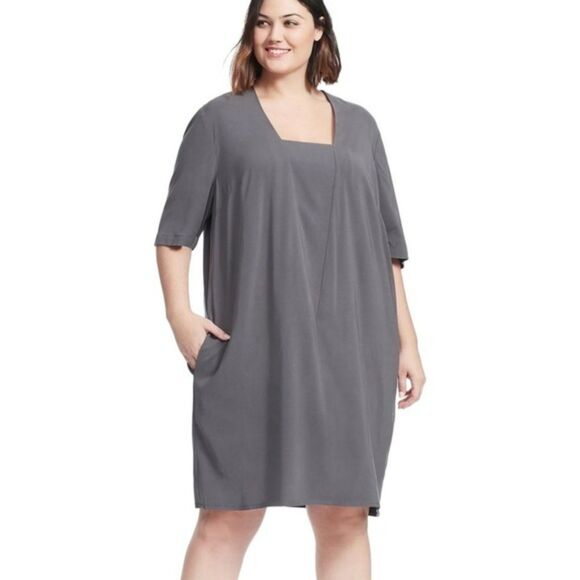 UNIVERSAL STANDARD Women’s Slate Marilyn dress Short Sleeve Flowy Large 22-24 - Picture 1 of 8
